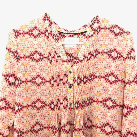 Anthropologie HD in Paris Womens Kaveri Geometric Print Blouse Pullover Top 2 - Picture 2 of 8